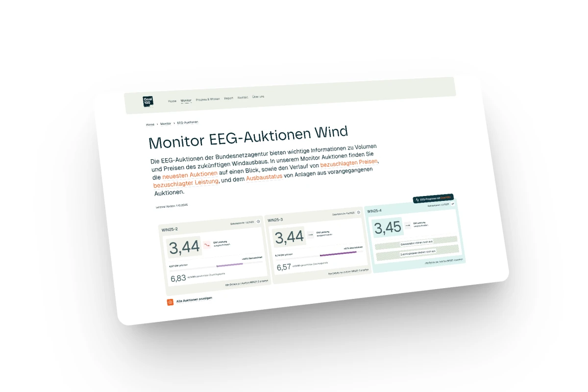 Goal100 Monitor EEG-Auktionen
